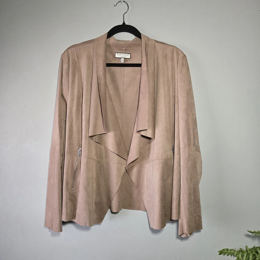 Bagatelle Women's Faux Suede Drape‎ Jacket~ Plus Size 2X